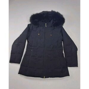 Bromley Sport Jacket Women PXS Black Down Feathers Fox Fur Insulated Puffer Coat